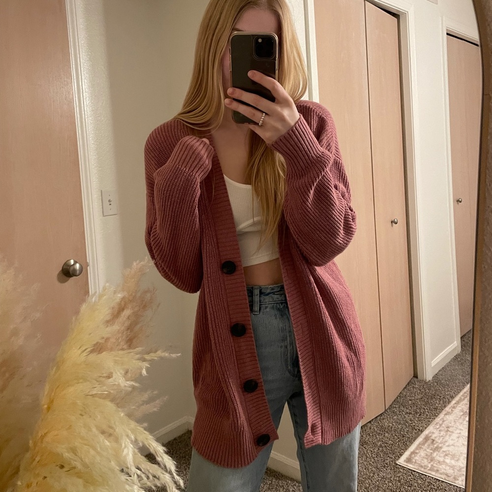 American Eagle Pink Sweater Cardigan